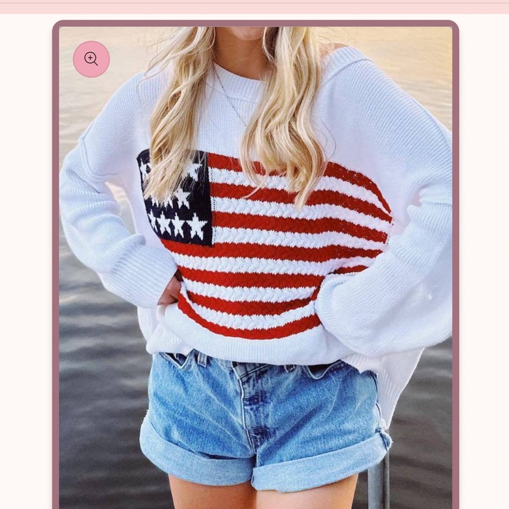 White Sweater with American Flag Design